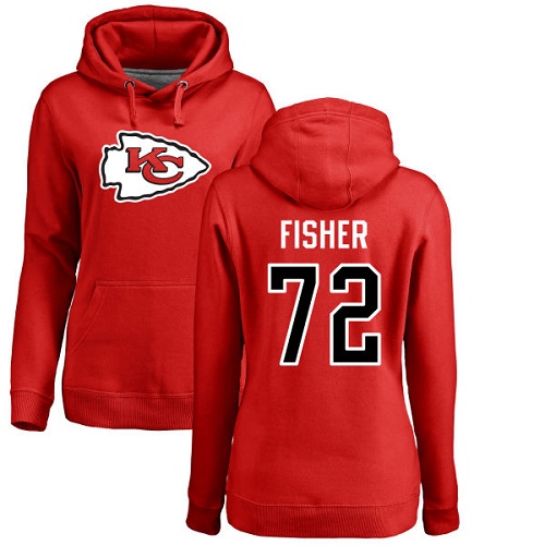 Women Football Kansas City Chiefs #72 Fisher Eric Red Name and Number Logo Pullover Hoodie->nfl t-shirts->Sports Accessory